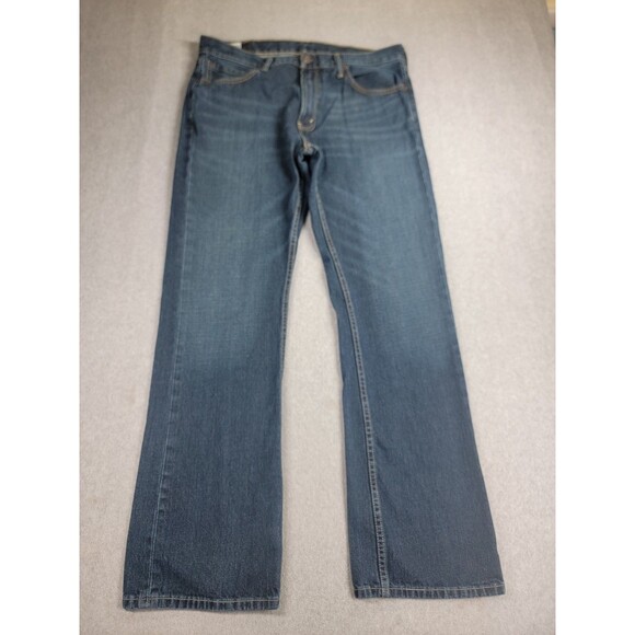 Levis 527 Jeans Mens 36x32 Boot High Rise Cotton Dark Blue Whiskered Western - Picture 1 of 14